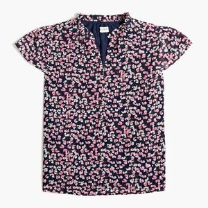 J. Crew Womens Pink and Blue Patterned Floral Top